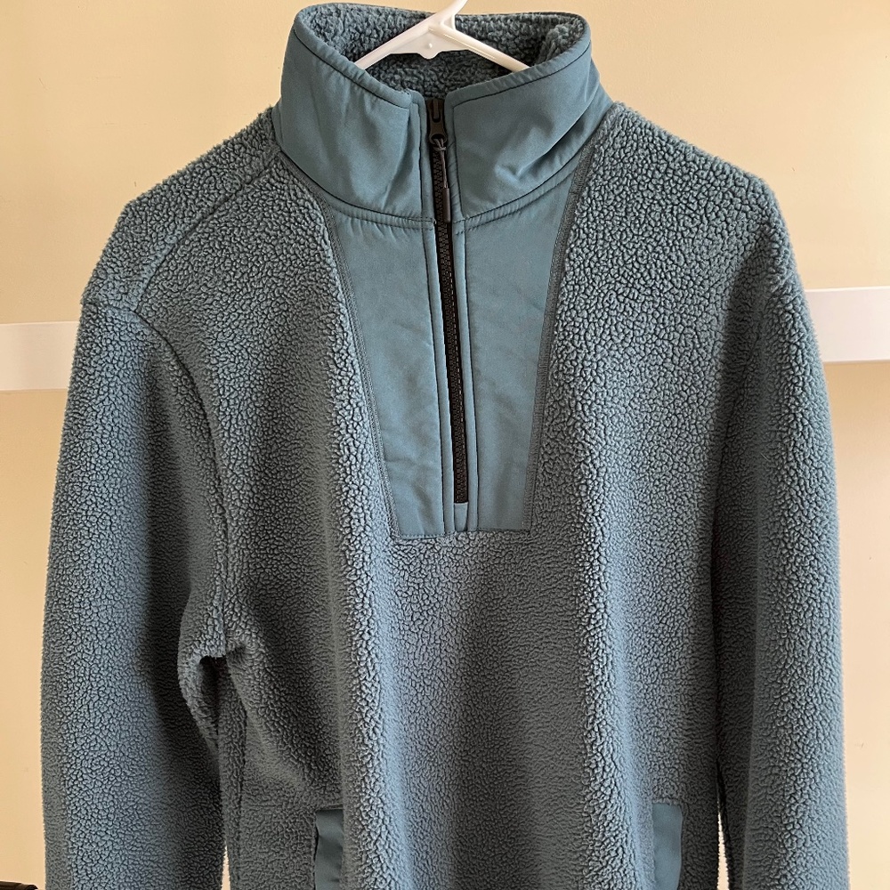Old Navy Half Zip Sherpa Fleece Blue/Green Teal Medium M